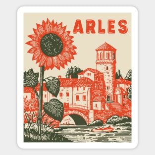Arles Sunflower Van Gogh Style Vintage Art Magnet